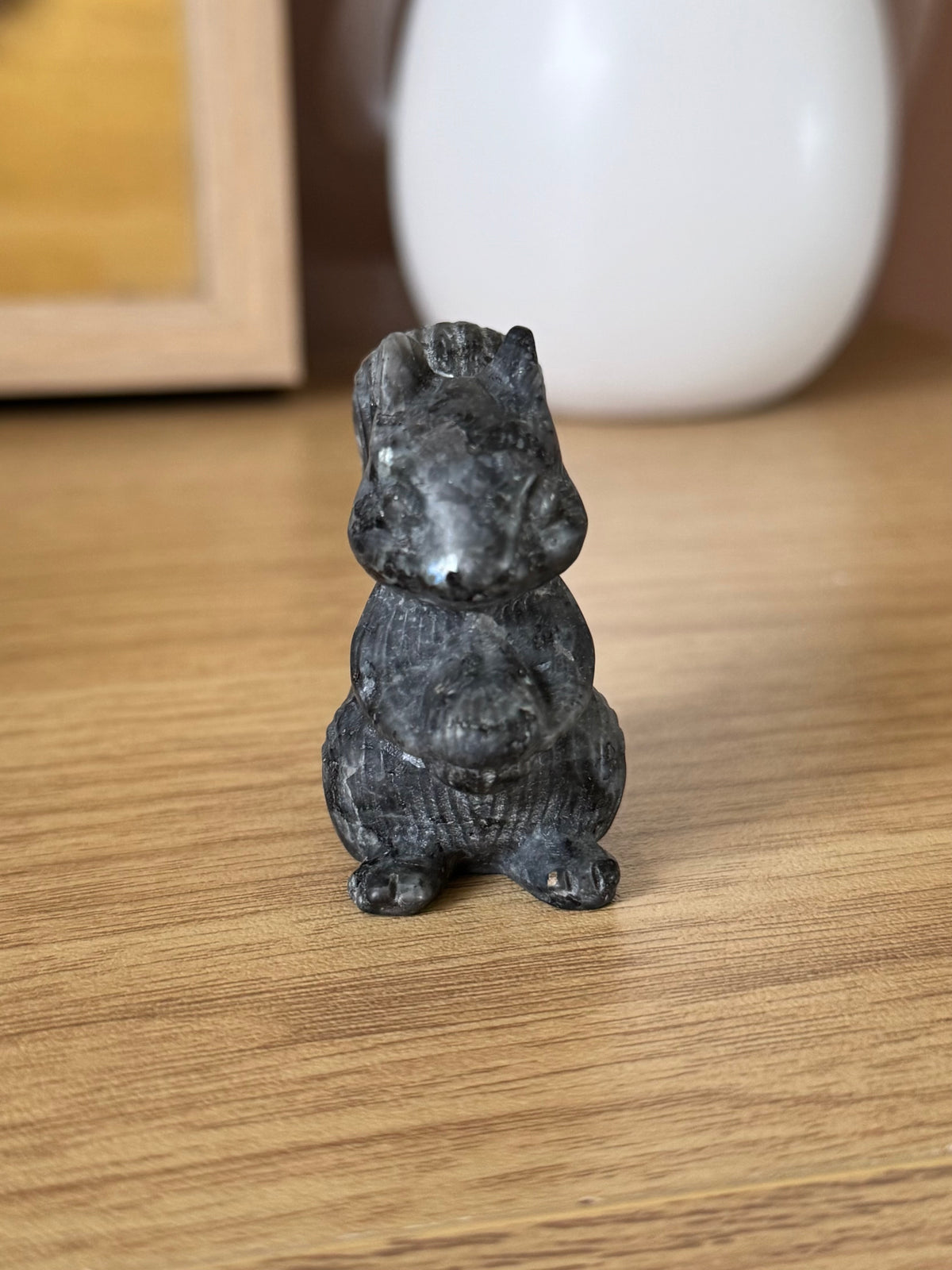 Larvikite Squirrel Carving