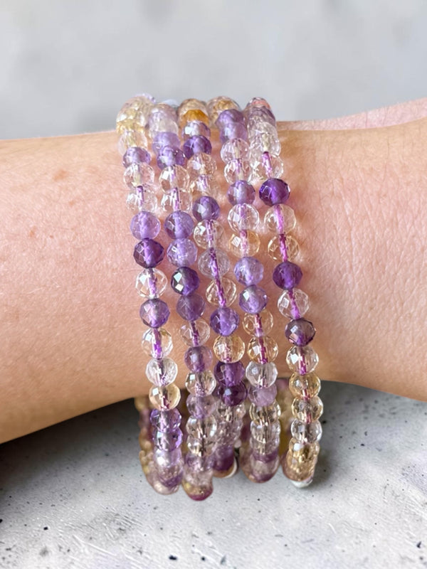 Amethyst and Citrine Faceted Bead Bracelets