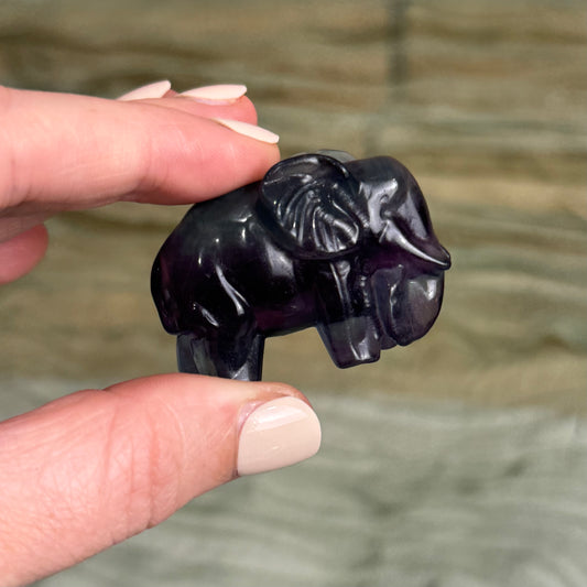 Candy Fluorite Elephant Carving