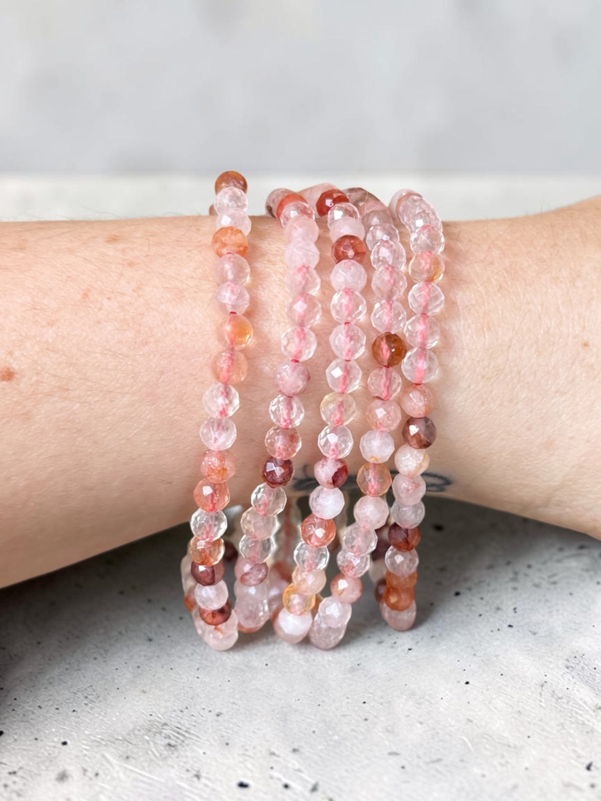 Fire Quartz Faceted Bead Bracelets