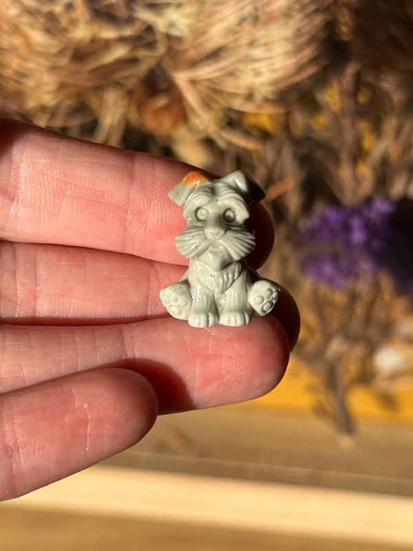 Alashan Agate Mini Dog Carving