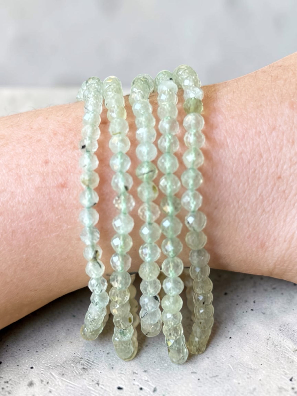 Prehnite Faceted Bead Bracelets