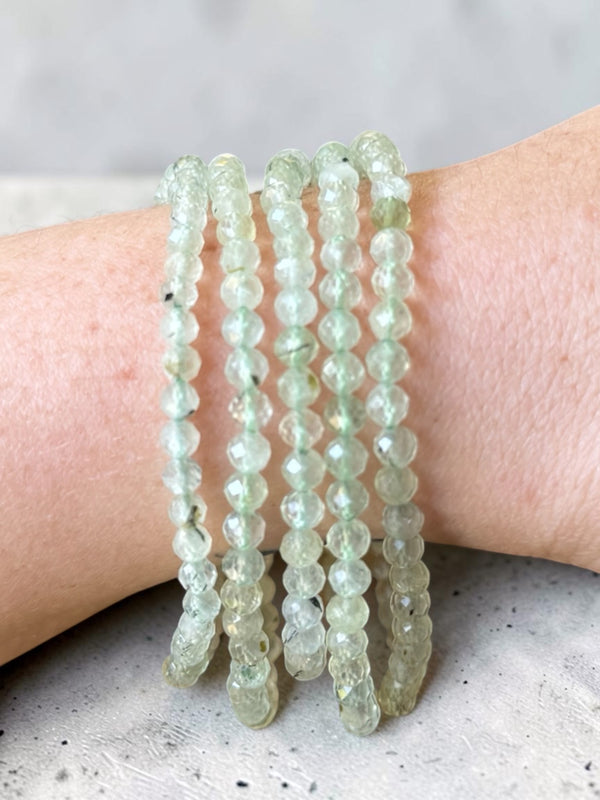 Prehnite Faceted Bead Bracelets