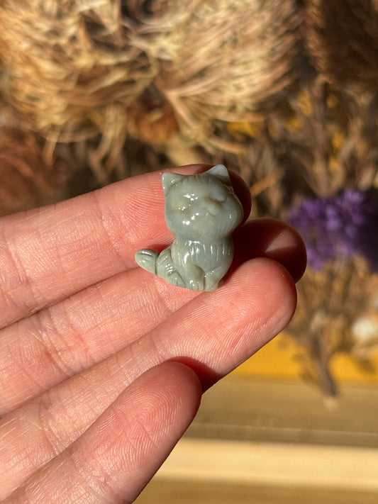 Alashan Agate Mini Cat Carving