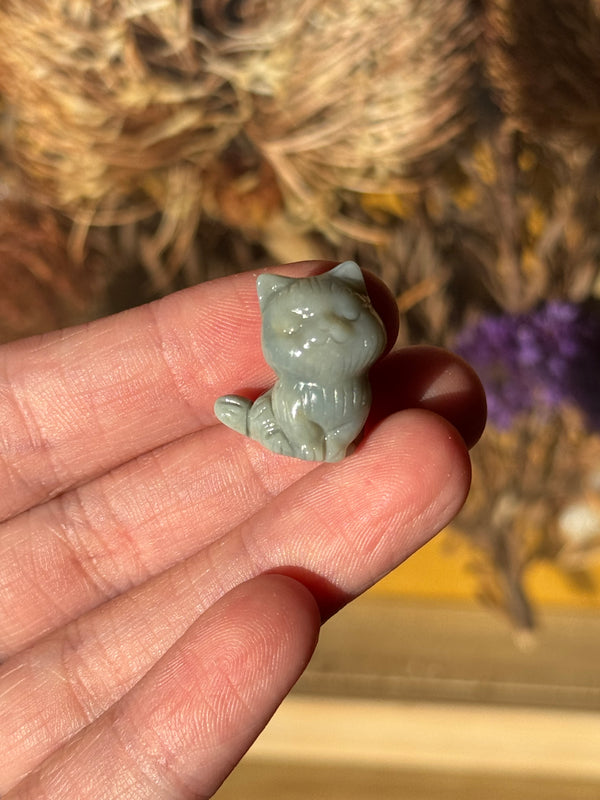 Alashan Agate Mini Cat Carving