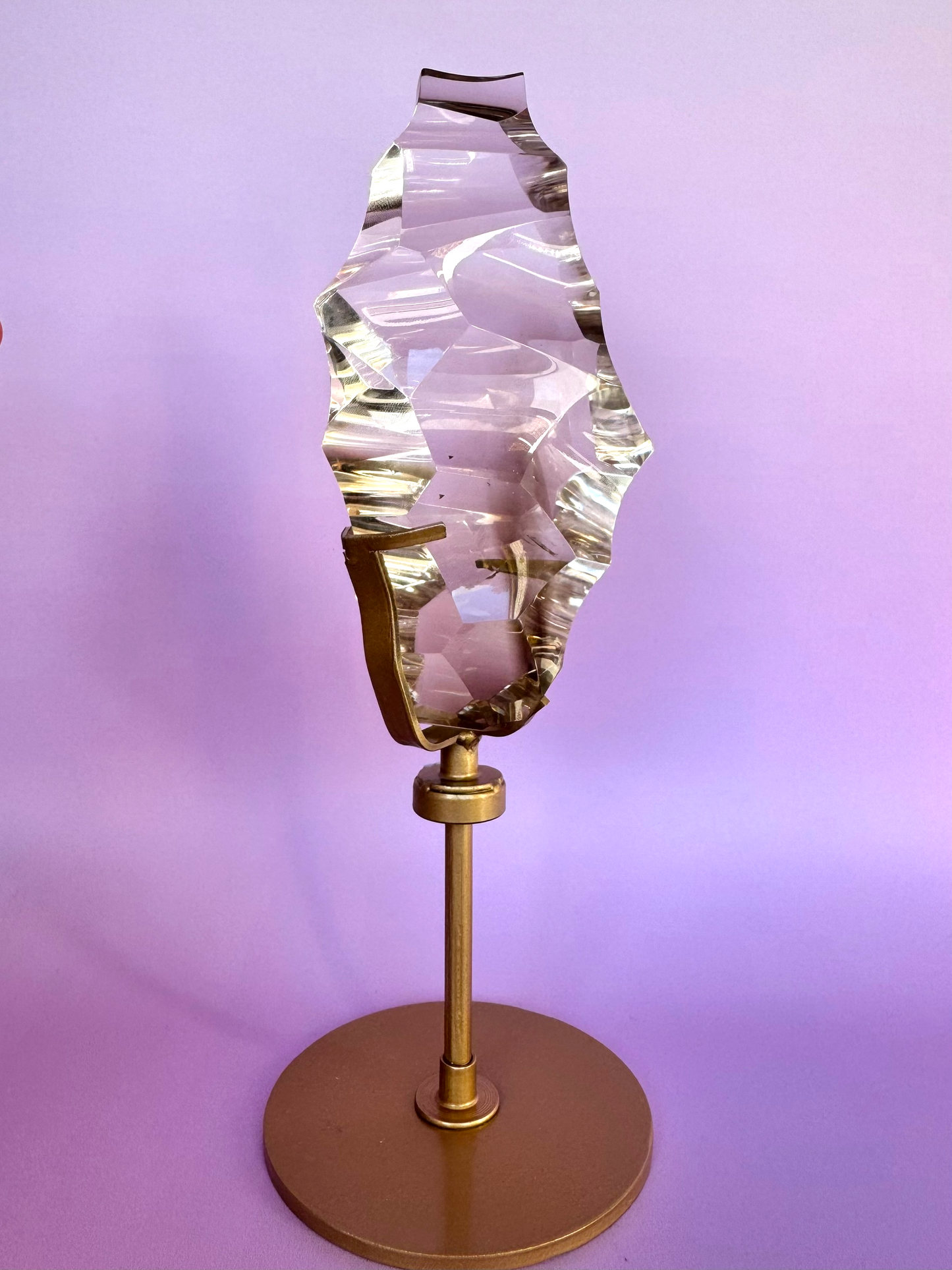 Sculpted HQ Two Toned Clear/Smokey Quartz on Stand (with phantom)