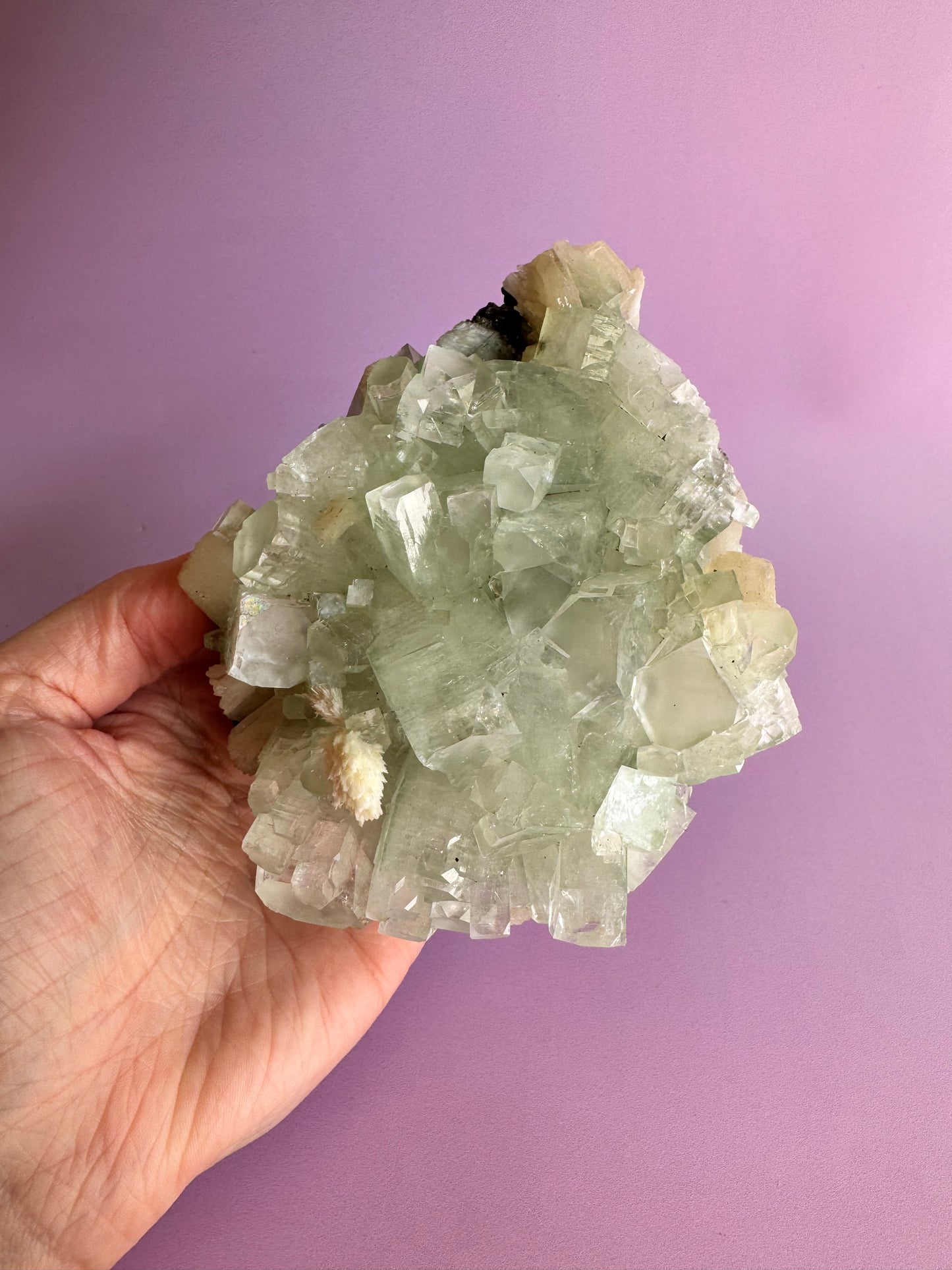 Sea Foam Green Apophyllite with Peach Silbite and Mordenite Specimen