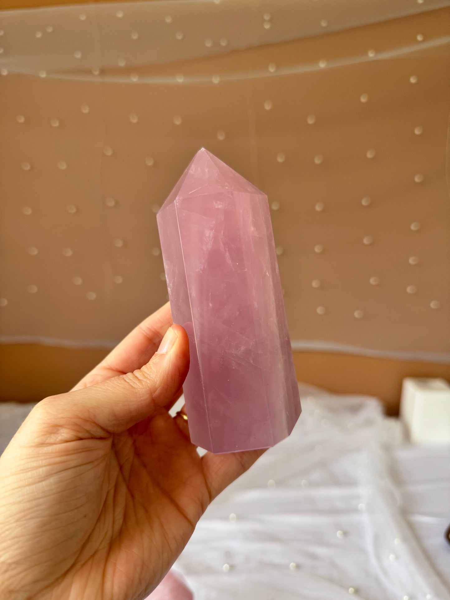 Lavender Rose Quartz Tower (z) Chipped tip