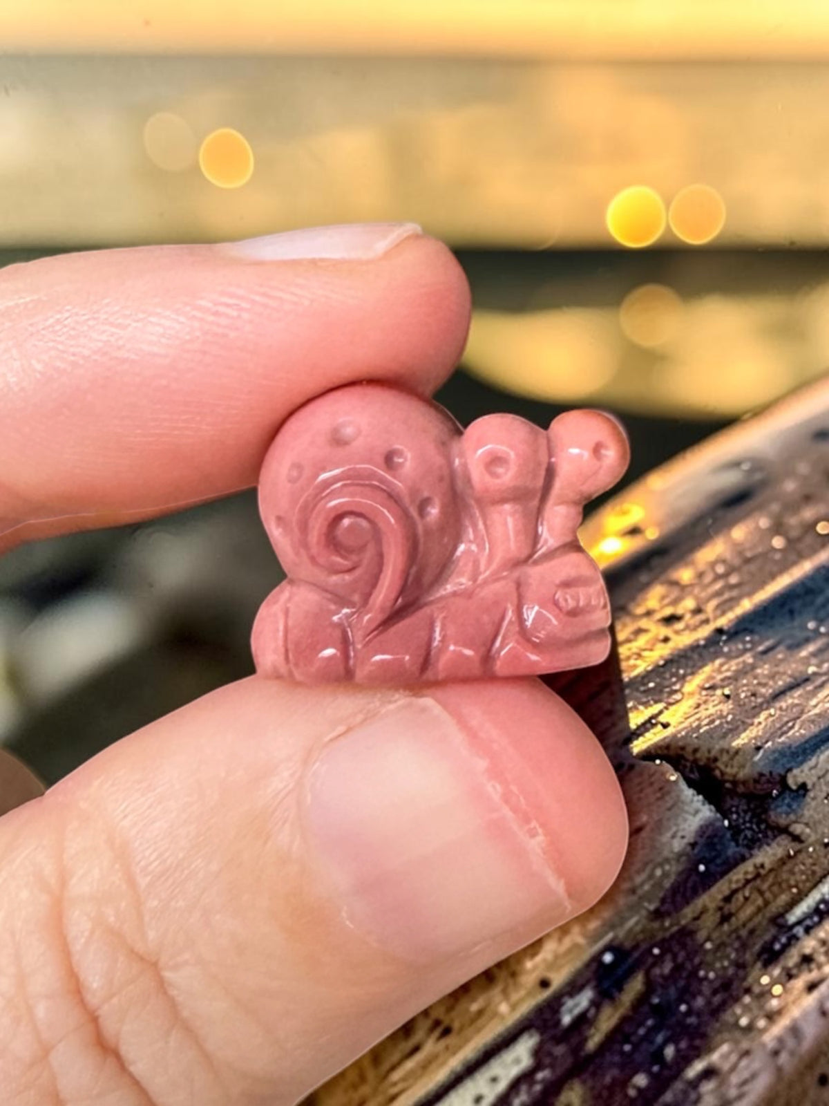 Alashan Agate Mini Flying Snail Carving