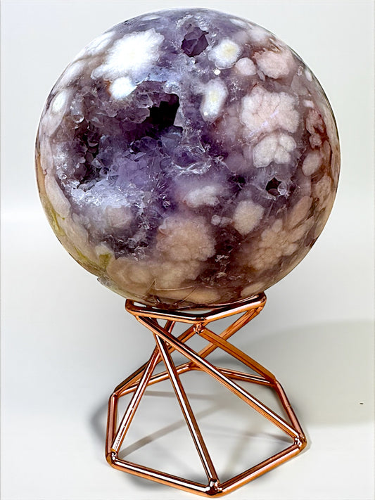 Pink Amethyst + Amethyst + Flower Agate Sphere 7cm