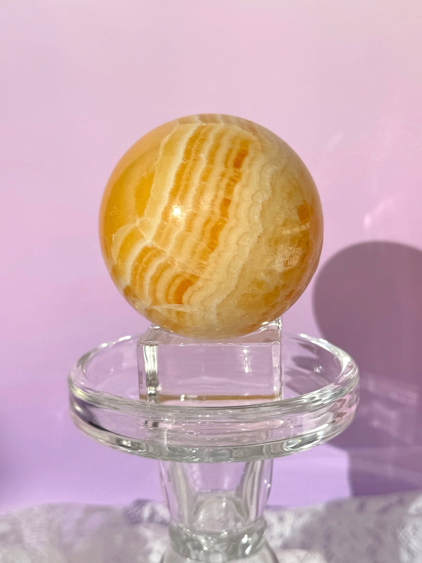 Banded Orange Calcite Sphere