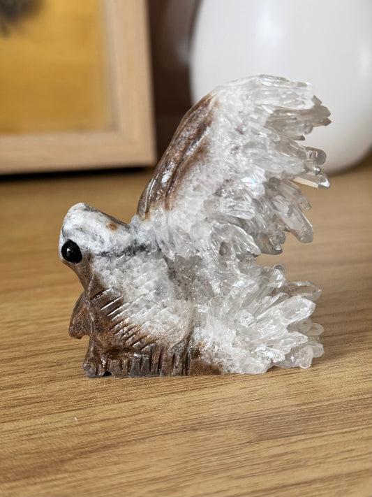 Quartz Cluster Squirrel Carving