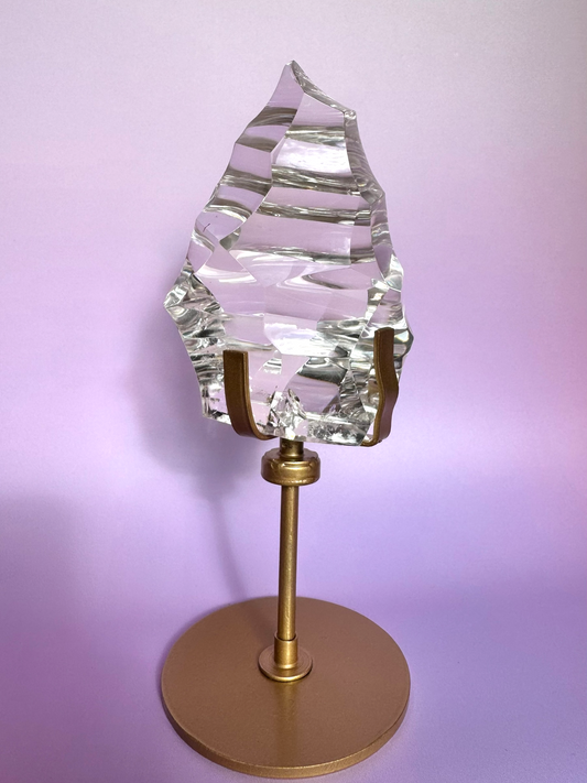 Sculpted HQ Clear Quartz on Stand