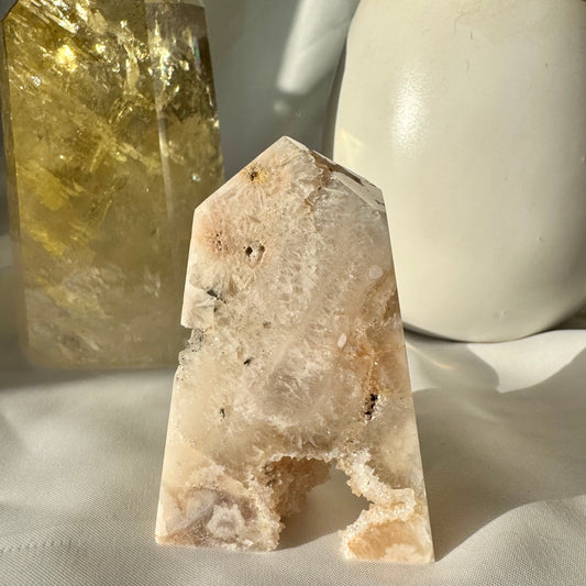 Pink Amethyst and Flower Agate Point (MM) 7.5cm
