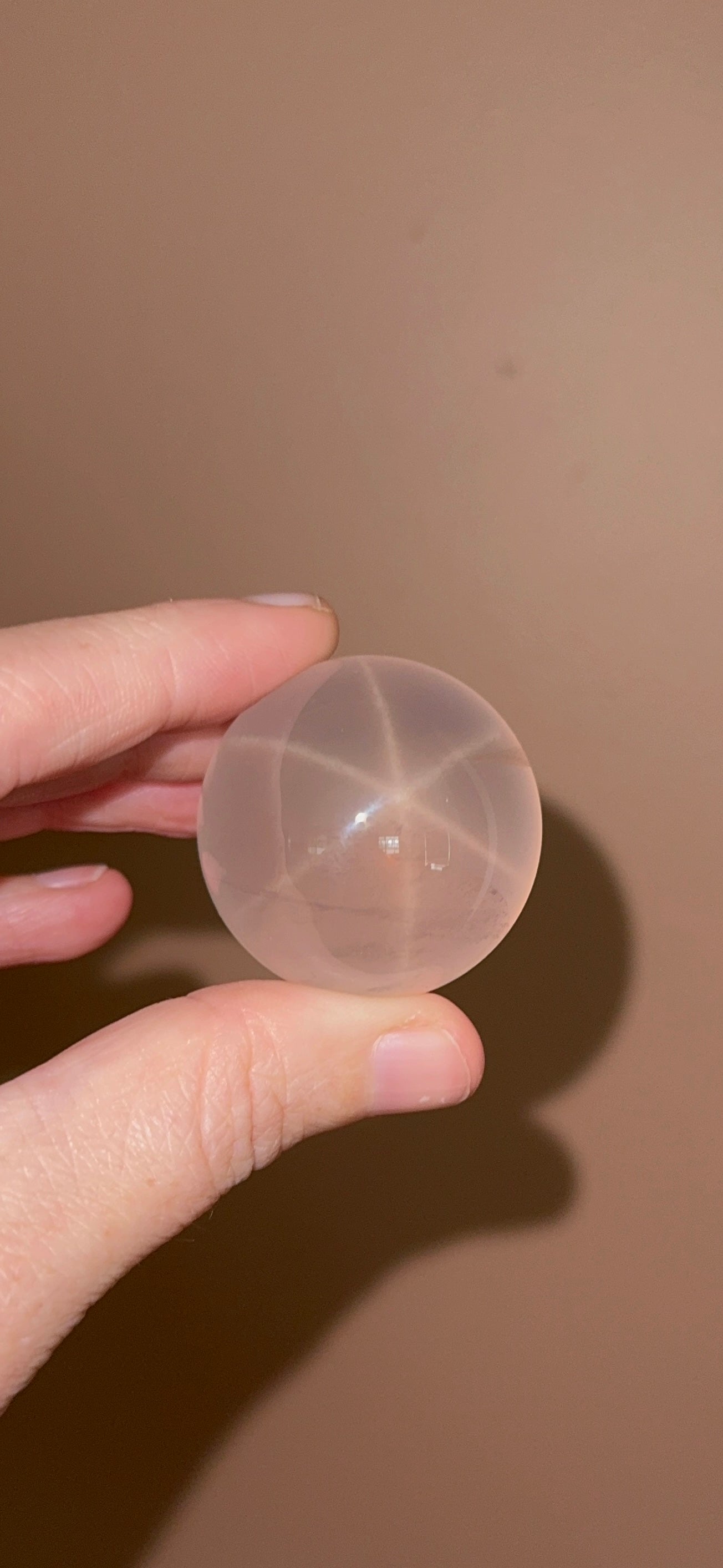 HQ Dusky Water Rose Quartz Sphere with Asterism