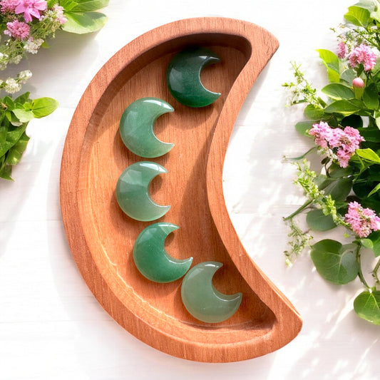 Green Aventurine Moon Carvings