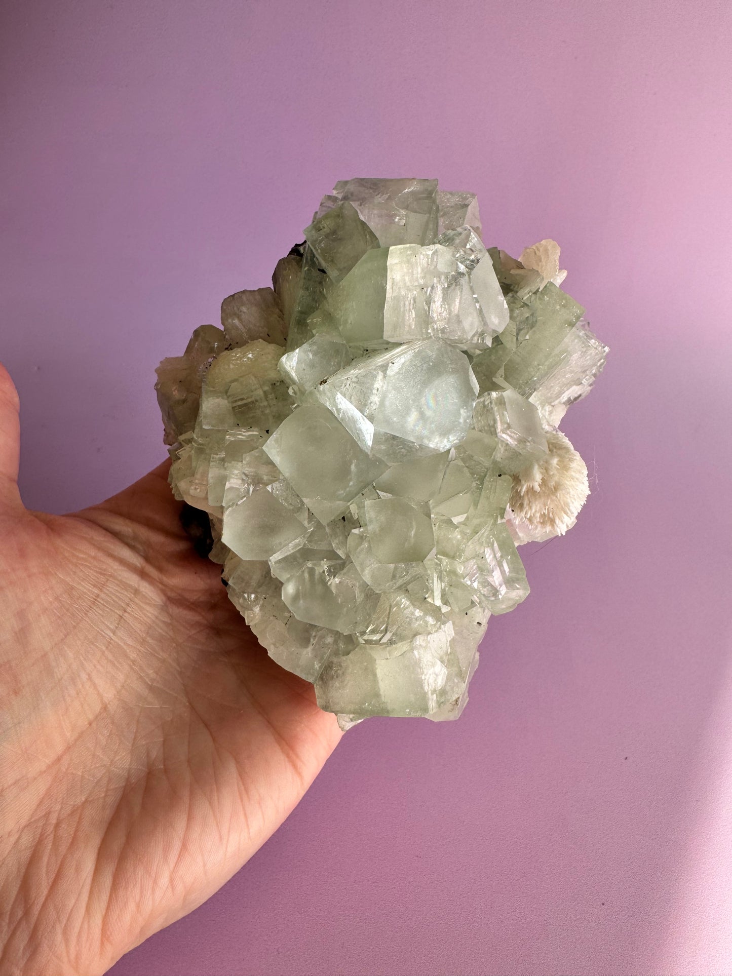 Sea Foam Green Apophyllite with Peach Silbite and Mordenite Specimen