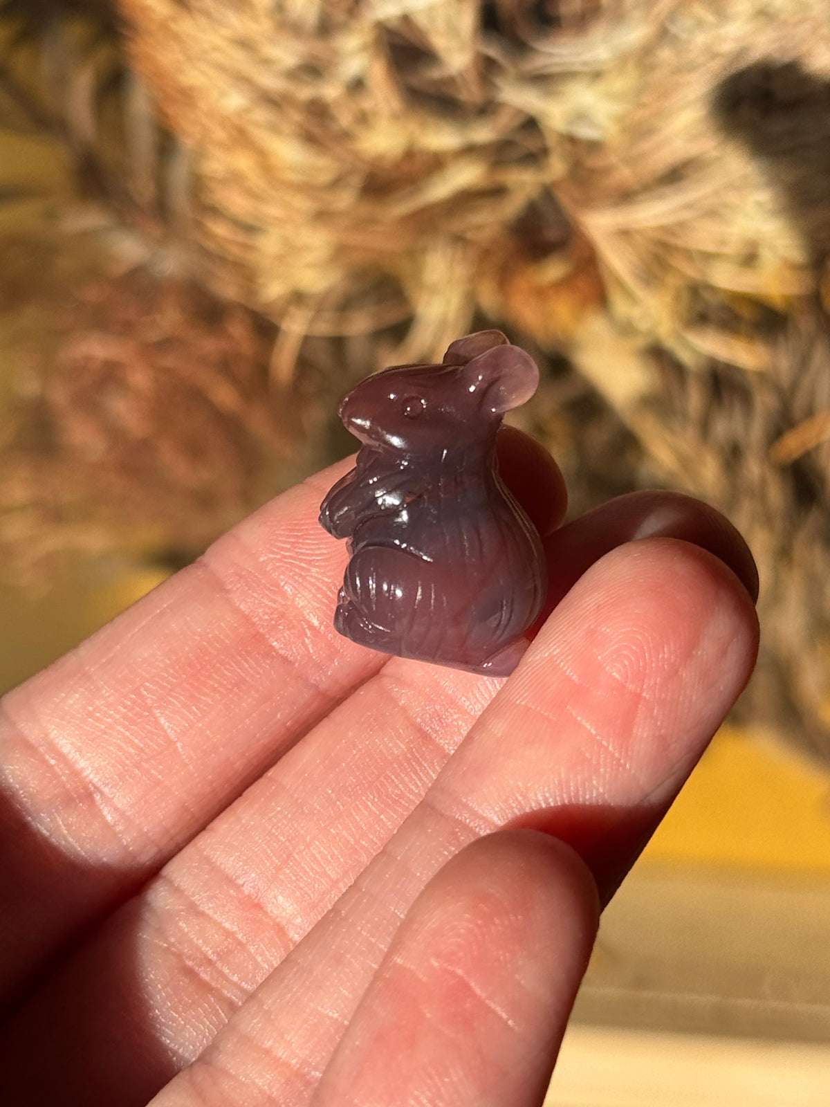 Alashan Agate Mini Rabbit Carving