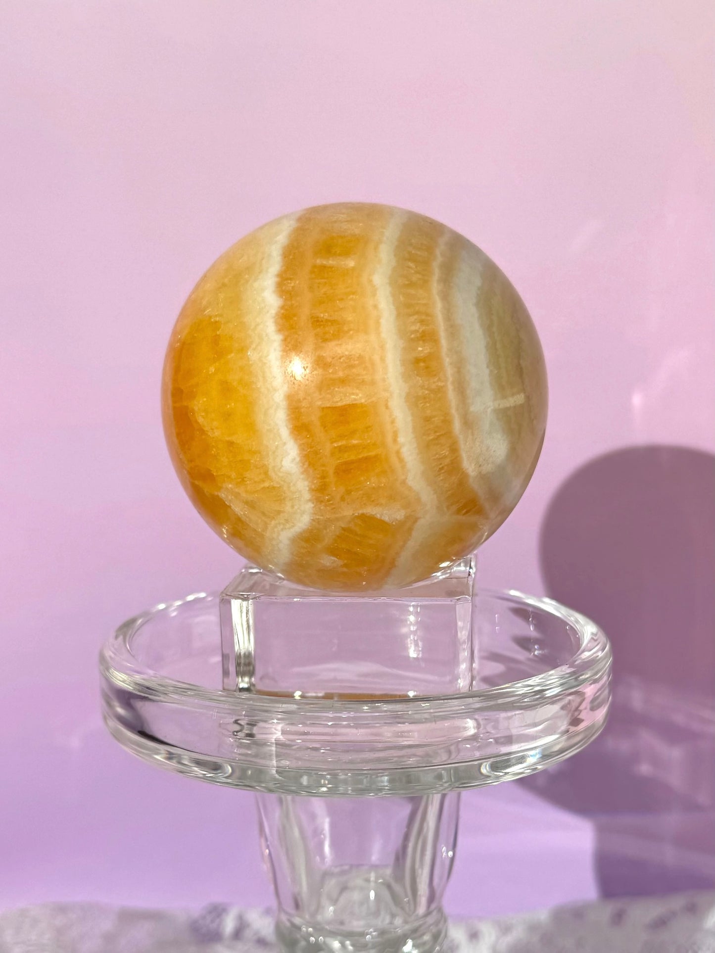 Banded Orange Calcite Sphere