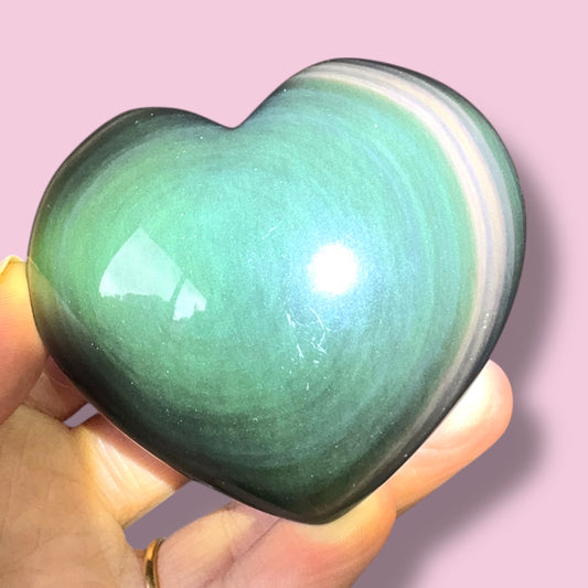 Rainbow Obsidian Heart Carving