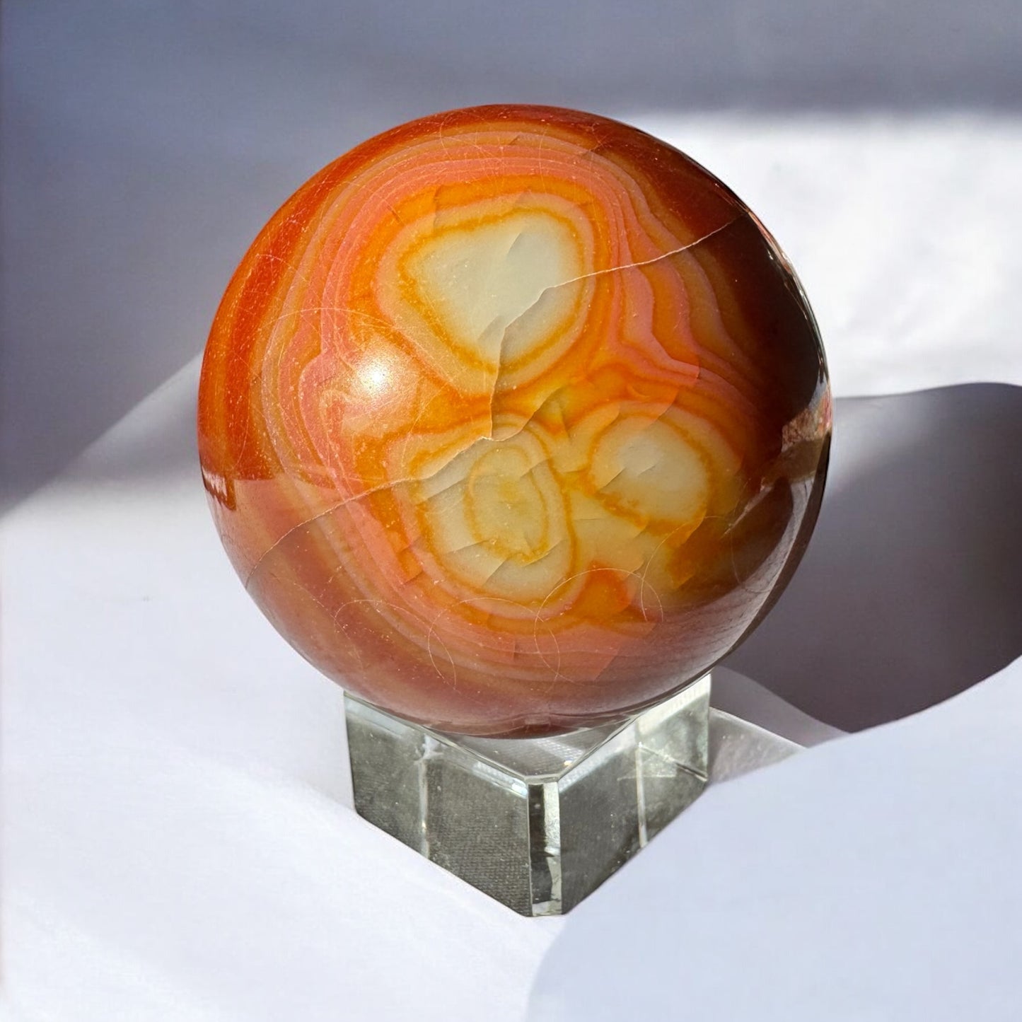 Carnelian Sphere (f) 6cm scratched polish