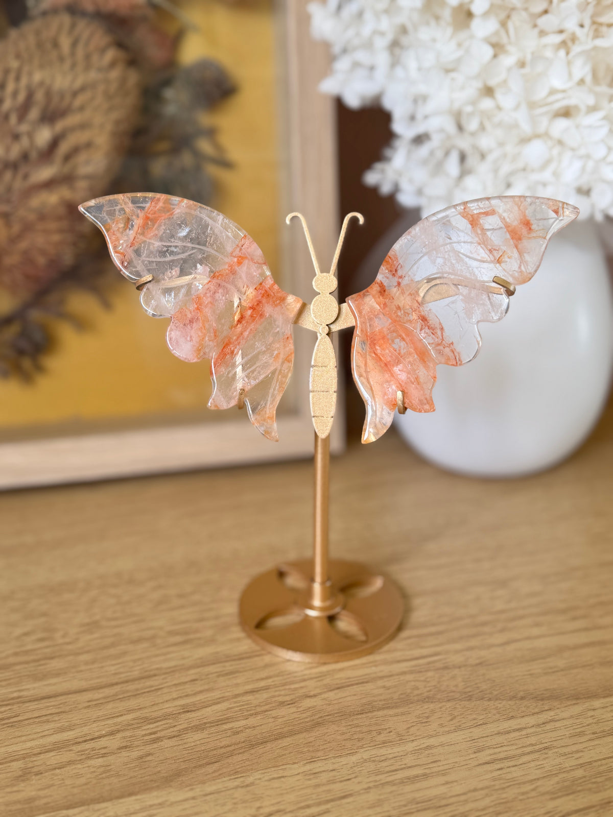 Fire Quartz Butterfly on Stand