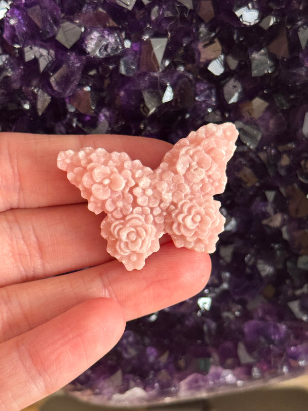 Pink Opal Butterfly Carving