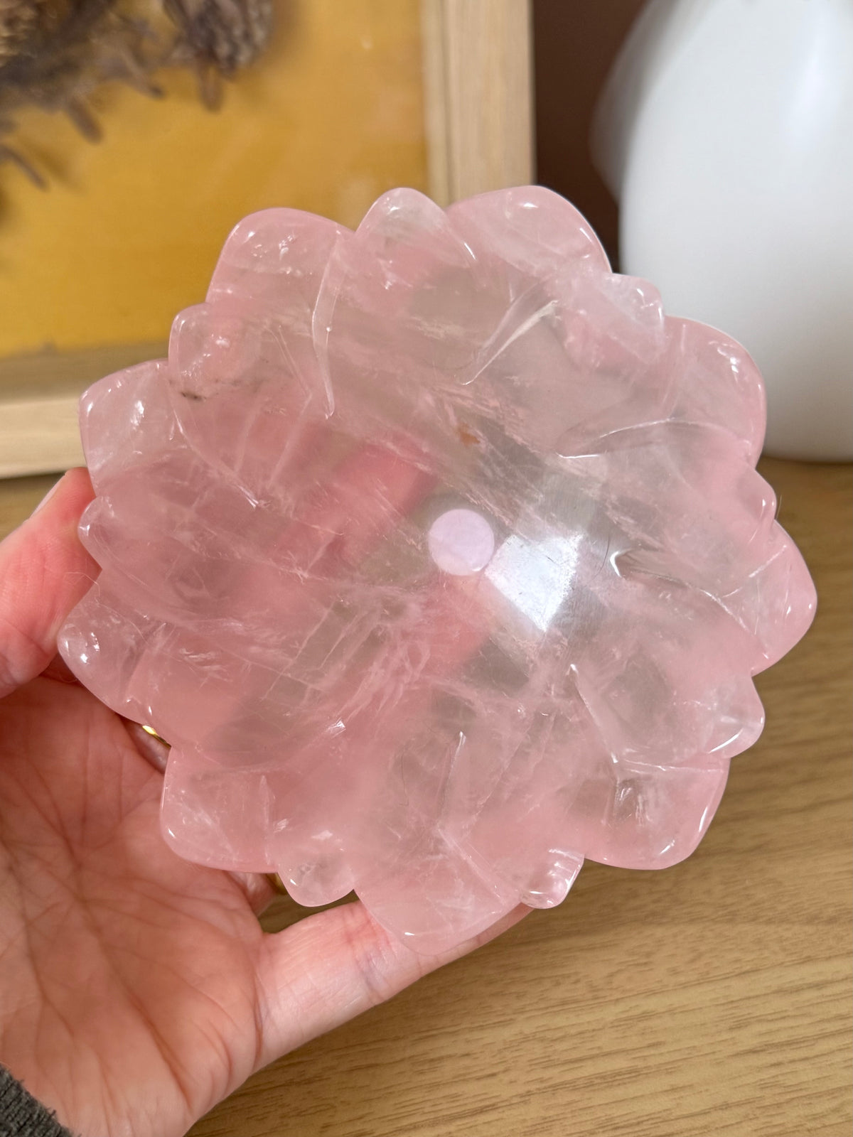 Rose Quartz Lotus Bowl