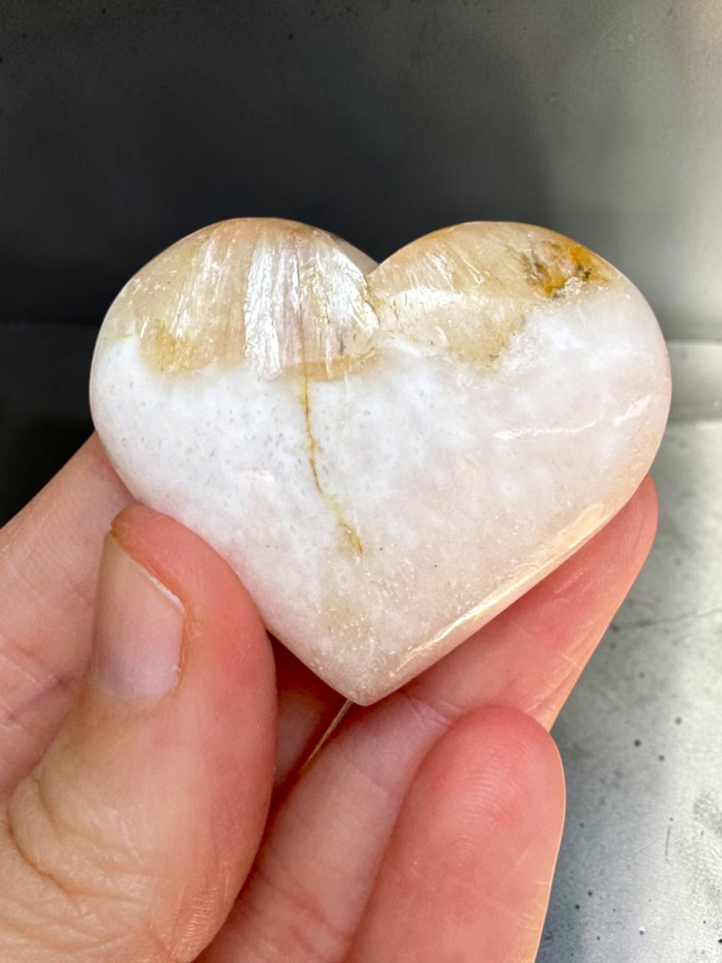 Peach Stilbite with Scolecite Heart Carving ~ India