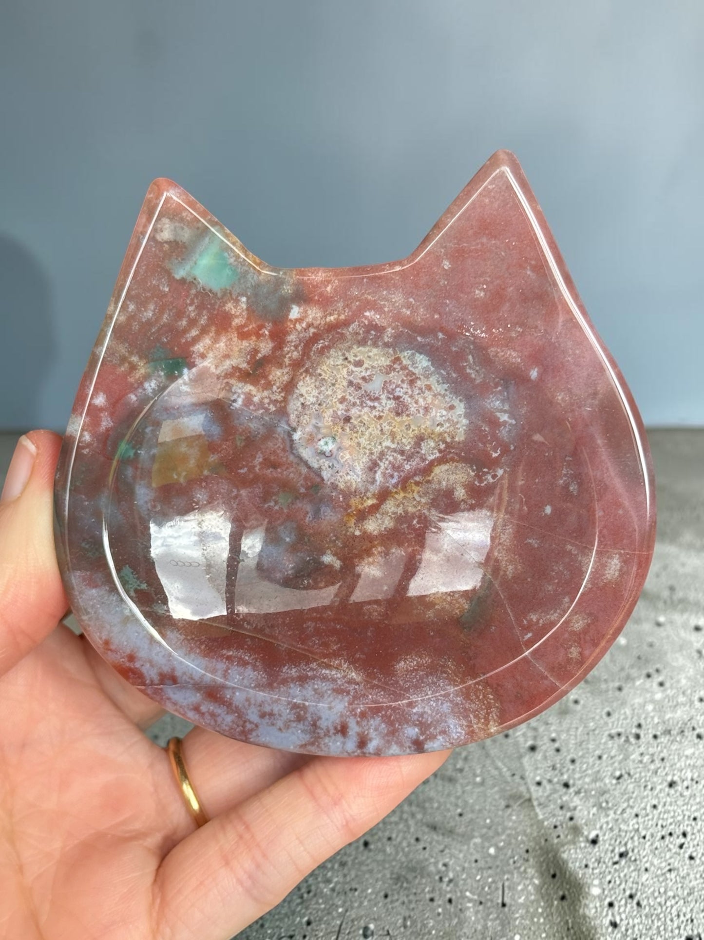 Sea Jasper Cat Bowl