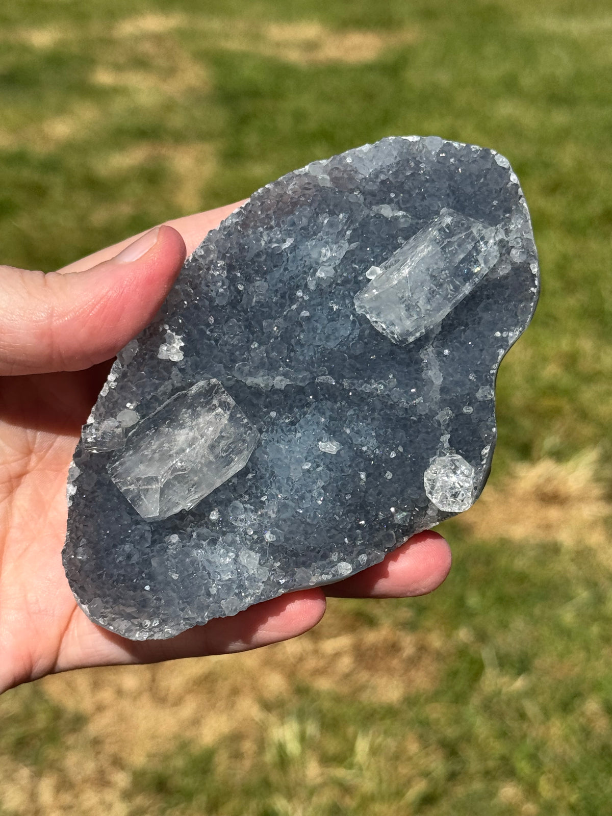 Blue Chalcedony with Apophyllite Cluster