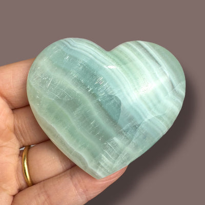 High Quality Pistachio Calcite Heart Carving (b)