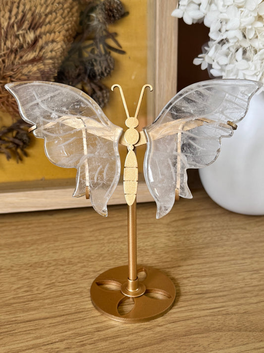 Clear Quartz Butterfly on Stand