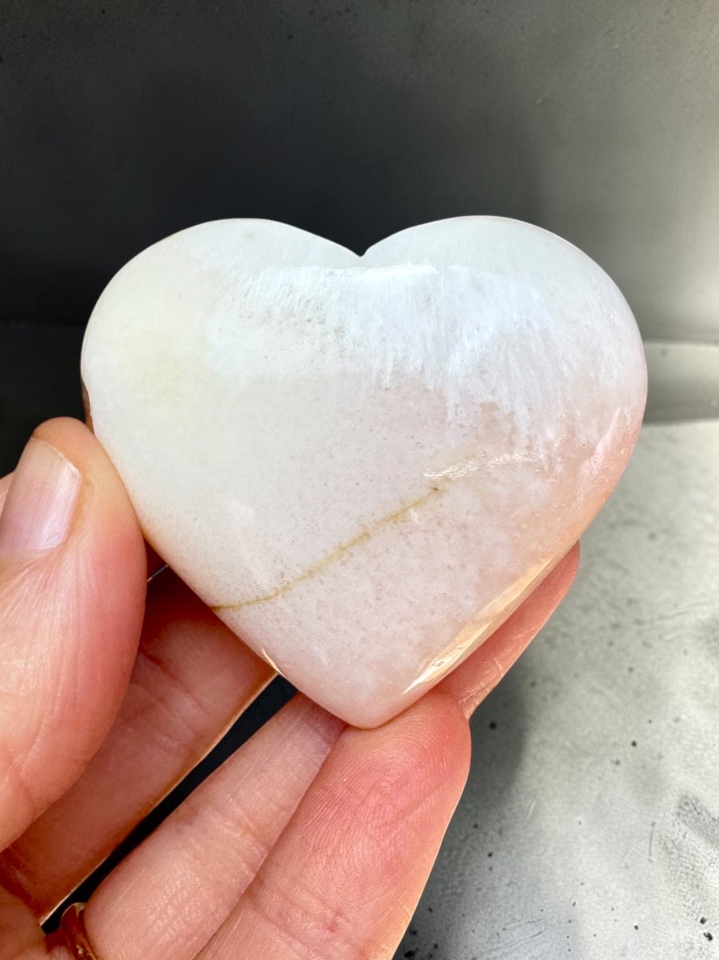 Peach Stilbite with Scolecite Heart Carving ~ India