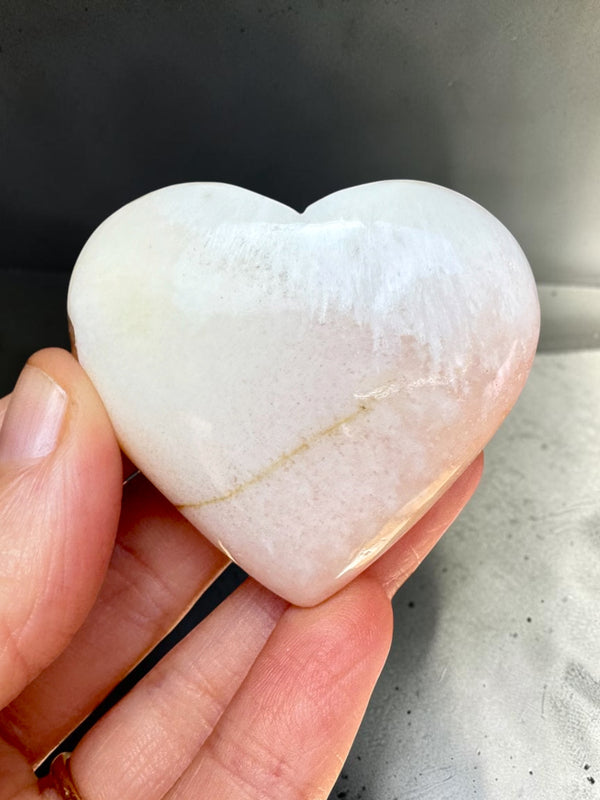 Peach Stilbite with Scolecite Heart Carving ~ India