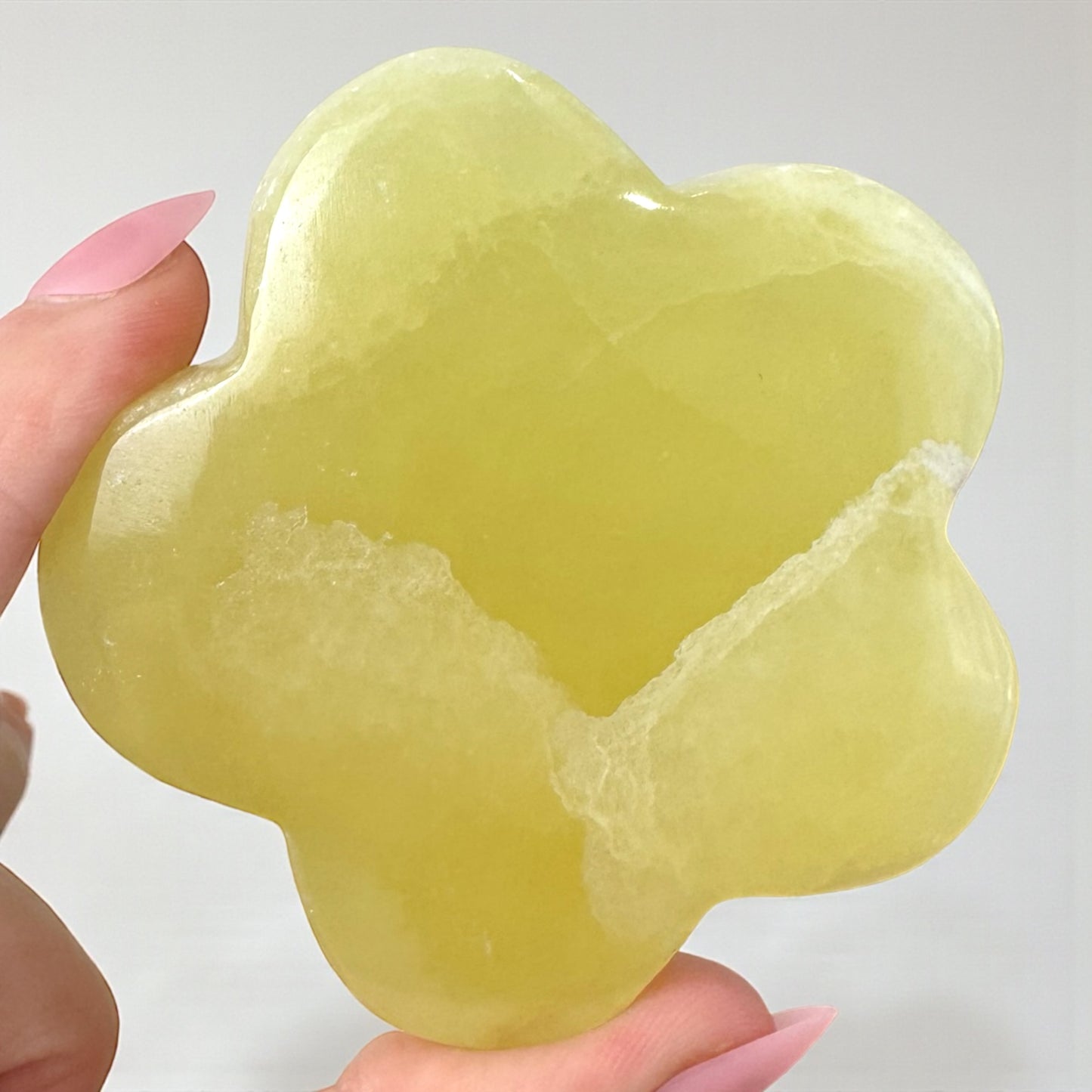 Lemon Calcite Daisy Carving