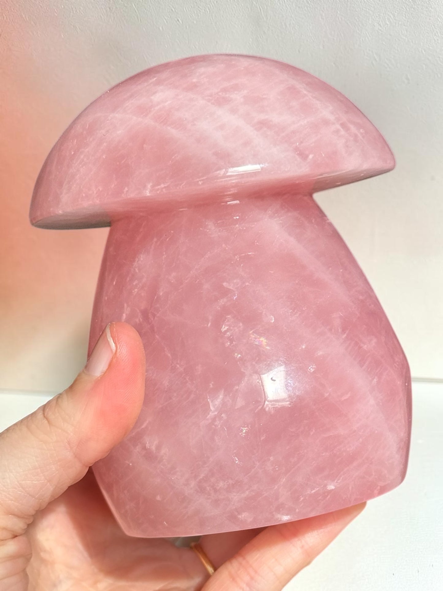 Large Rose Quartz Mushroom Carving