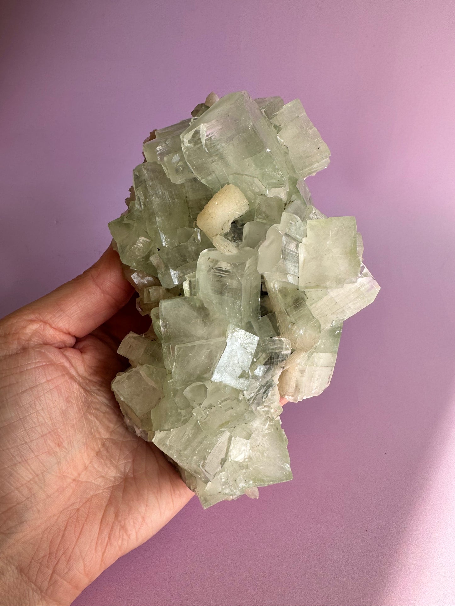 Sea Foam Green Apophyllite with Peach Silbite Specimen