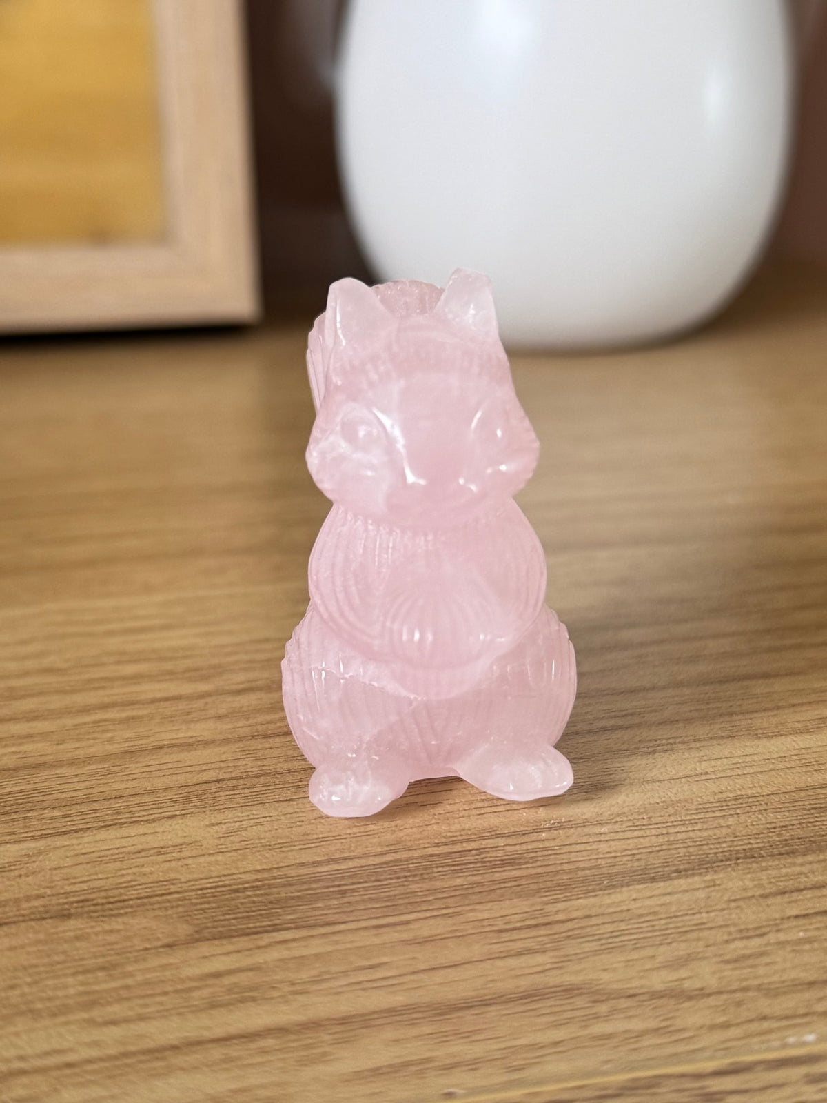 Rose Quartz Squirrel Carving