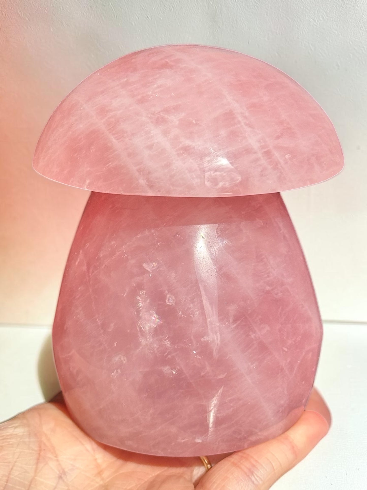 Large Rose Quartz Mushroom Carving