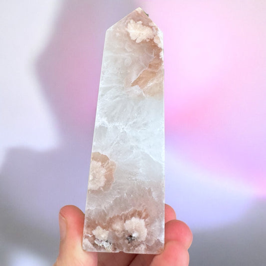 Flower Agate And Pink Amethyst Point (da)