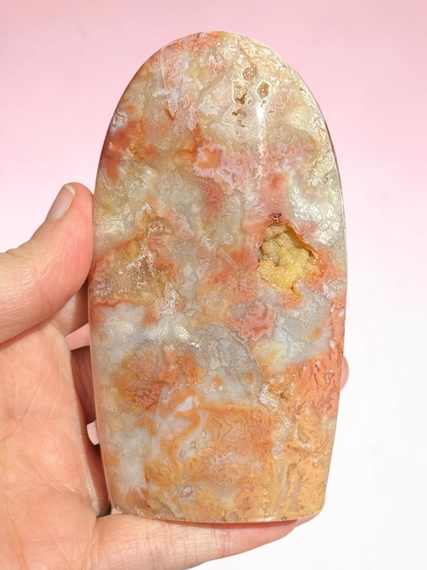 Pink Plume Agate Freeform