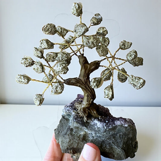 Pyrite and Amethyst Chip Tree