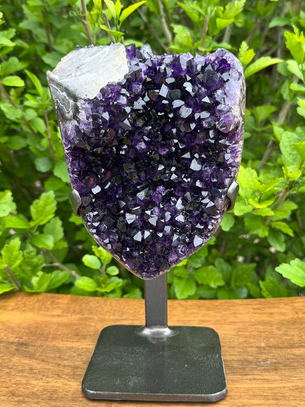 Extra Grade Uruguay Amethyst with Calcite Statement on Stand