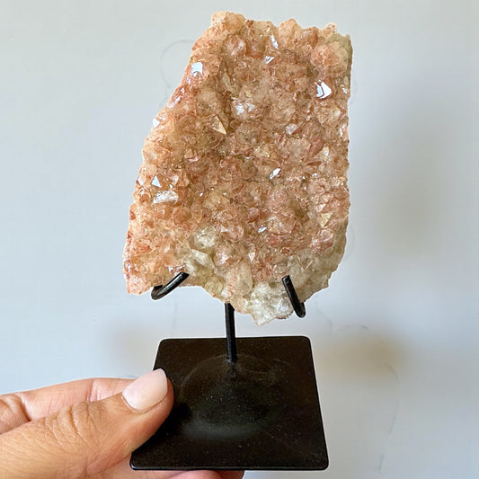 Pink Lithium Cluster on Stand