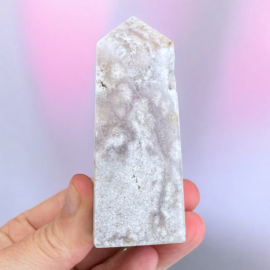 Flower Agate And Pink Amethyst Point (Kq)
