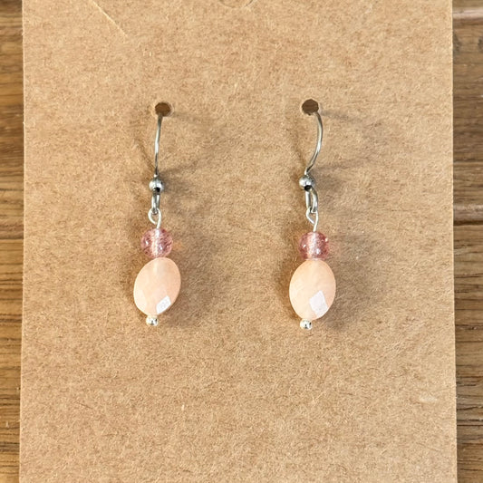 Pink Aventurine and Strawberry Quartz Earrings