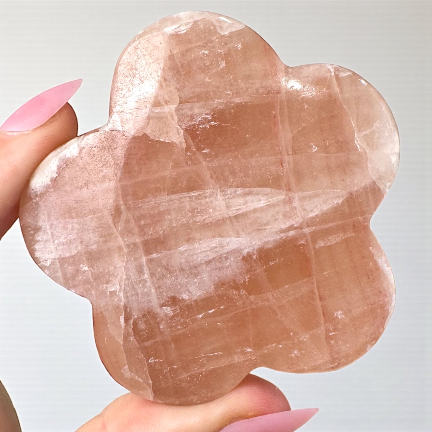 Rose Calcite Daisy Carving