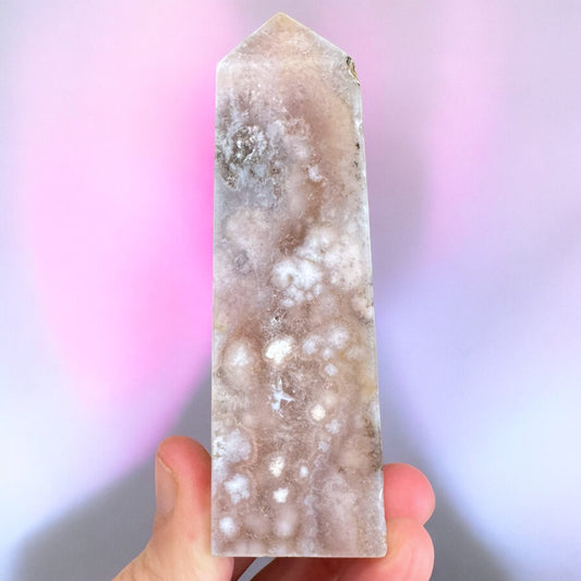 Flower Agate And Pink Amethyst Point (fq)