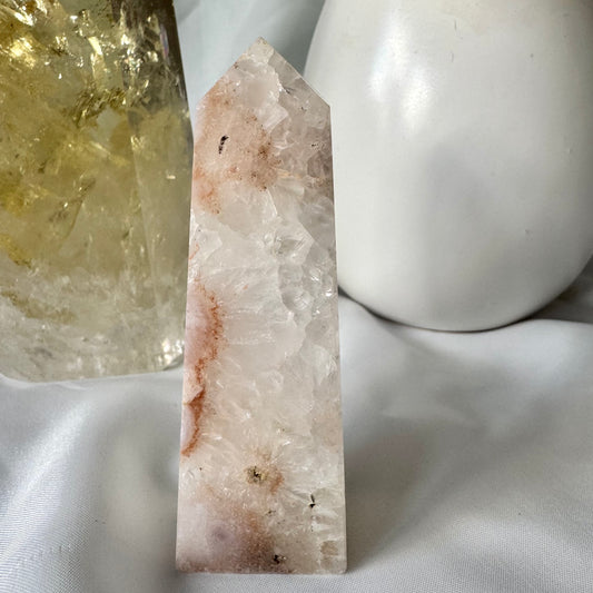Pink Amethyst and Flower Agate Point (G) 9.5cm